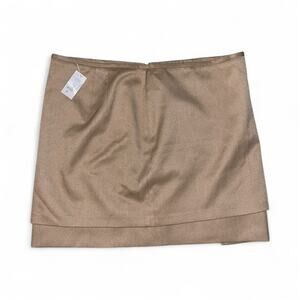 NWT WHBM Camel Tiered Mini Skirt Sz 14 Asymmetric Hem Flattering